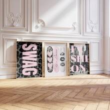 1/3pcs Frameless Leopard Print Y2K Retro Poster, Skateboard Urban Style Wall Decor, Suitable For Bedroom, Dorm, Party, Back To School Personalized Retro Gift - Multi-color - View 2