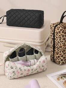 Octagonal Compartment Hair Dryer Storage Bag With Ditsy Floral Quilted Design, Large Capacity Travel Hair Dryer Storage Bag. Multifunctional, Portable, Lightweight, Durable, Fashionable, Suitable For Home, Outdoor And Daily Use, Also An Essential Item For Back To School Season - Clear - View 10