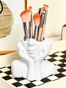 1pc Creative Human Body Art Makeup Brush Holder,Makeup Oraganiser,Desktop Storage Organizer,Back To School Pen Holder,Perfume/Make Up Storage Organiser,Bathroom Accessories,Vanity Stuff,Room Decor,Bedroom Decor,Pen Pot,Gifts For Women,Halloween Decor - A - View 6