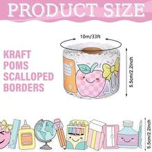 32.8ft Pink Stationery Bulletin Board Decorative Painting With Ruler And Globe Self-Adhesive Paper Frame, Perfect For Classroom Bulletin Board, Wall, Table, Window And Door Decoration - 1 Set - View 2