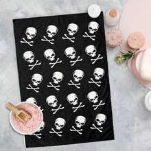 2/4/48pcs Halloween Series Repeating Skull & Crossbones Pattern Printed Kitchen Towels - Ultra Soft, Highly Absorbent Polyester Dish Cloths & Hand Towels, Perfect For Holiday Decor, Kitchen Decor, Party Decor - Multicolor - View 9