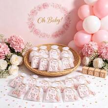 Baby Baptism Favor Gifts, Blue And Pink Elephant Keychains For Boys And Girls, With White Organza Bags And Thank You Cards, Party Decoration Supplies - Multicolor - View 3