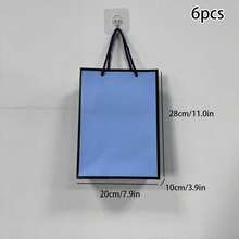 5pcs Blue Gift Bags With Ribbon Handles And Black Edges, Lightweight Foldable Vertical Bags, Suitable For Weddings, Retail, Parties, Birthdays And More - Blue Background With Black Border - View 10