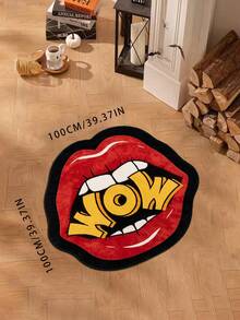 1pc Sweet Cool Retro Cartoon Style Flame Red Lips WOW Asymmetrical Rug, Bedroom Bathroom Makeup Studio Rug, Wedding Confession Scene Decor Rug, Decorative Rug, Bedroom Decor, Small Rug, Rug, Home Decor, Living Room Rug, Living Room Small Rug, Bedroom Rug, Living Room Home Decor, Outdoor Rug, Enhance Home Style, Suitable For Adding Home Charm Decor - Multicolor - View 13