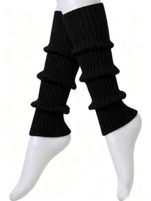 2 pares de calentadores de piernas de baile de punto lindos para mujer, adecuados para otoño/invierno - Negro - Ver 8