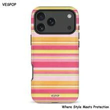 VESPOP Funda de teléfono con rayas de contraste, estilo retro Ins, cobertura completa, funda protectora a prueba de golpes - Para IPhone 18/17/16/15/14/13/12/11 Pro Max/Pro Plus/12 Mini/13 Mini, compatible con Galaxy S26 S25 S24 S23 S22 S21 Plus Ultra, compatible con Pixel 8 9 10 PRO - Color mixto 1 - Ver 1
