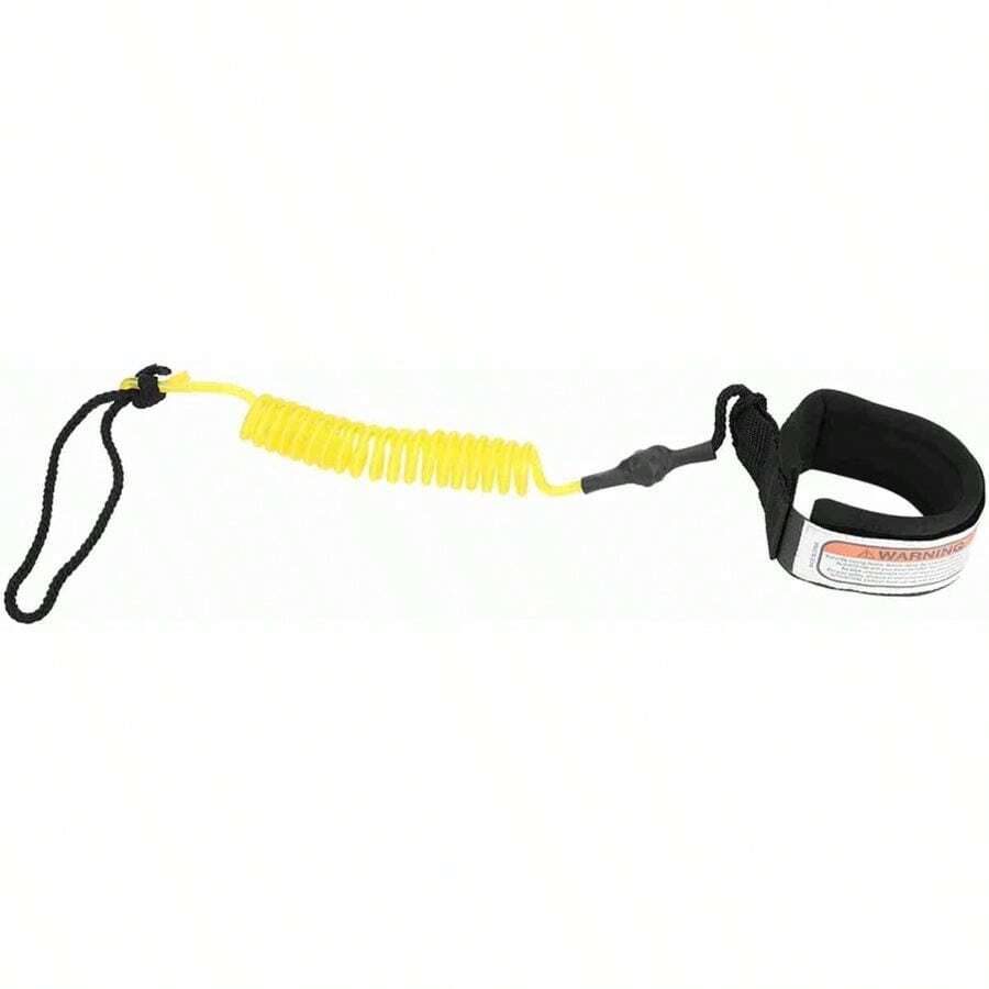 Coiled Spring Foot Rope Surf Leash For 5ft Paddleboard Board With 5mm Super Strong PU Cord, Adjustable Ankle Cuff, - Yellow - View 1