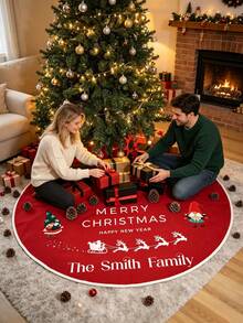 Tree Skirt Personalized Christmas Gifts, Personalized Christmas Family Tree Skirt, Custom Christmas Tree Family Holiday Decorations, Xmas Pine Tree Decorations, Gift For Christmas, Custom Name Tree Skirt, Christmas Home Decor, Family Tree Skirt - Home Decor - View 4