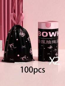 50pcs/Roll Or 15pcs/1roll Cat And Butterfly Pattern Trash Bags, Thickened Tear-Resistant High-Density Polyethylene Durable Disposable Garbage Bags, Wear-Resistant Drawstring, Economical Household Packaging, Leak-Proof Sealed, Foldable Space-Saving - Multicolor - View 9