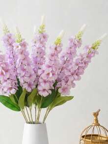 MEHELANY 3pcs Lavender Artificial Larkspur Flowers, Elegant Faux Stems For Wedding, Party, Home Decor, DIY Floral Arrangement, Bouquet & Farmhouse Centerpiece - Purple - View 5