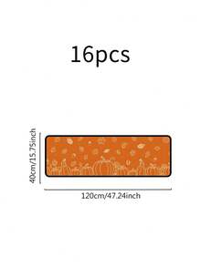1/16pcs Autumn Theme Doormat/Thanksgiving Door Mat, Orange Background With Pumpkin And Maple Leaf Pattern, Autumn Harvest Season Decorative Mat, Welcome Mat/Kitchen Rug, Stain-Resistant Doormat, Autumn Party Decoration - Multicolor - View 12