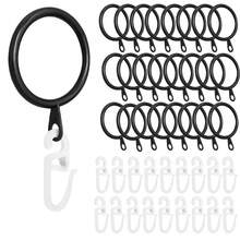 20/60/100pcs (10 Metal Rings & 10 Plastic Hooks / 30 Metal Rings & 30 Plastic Hooks / 50 Metal Rings & 50 Plastic Hooks) With Plastic Hooks Metal Curtain Rings Hanging Rings And Curtain Hooks Window Shower Rings, 30mm/1.18in Diameter (Black, Silver) - Multicolor - View 10