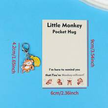 6pcs Cute Monkey And Banana Keychains With Inspirational Greeting Cards, Ideal Gift For Monkey Lovers, Suitable For Wallet, Backpack, Car Pendant, Birthday, Party, Anniversary, Reward Gift, Fun Pendant For Teenagers - Multicolor - View 5
