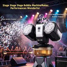 Rechargeable Bubble Machine With Built-In RGB Lights, Creates 30,000 Bubble Storm, 360° Automatic Rotation, Remote Control Operated, Battery Level Display, Perfect For Weddings, Kids Parties, Outdoor Entertainment - Black - View 9