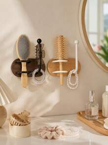 1PC No-Drill Wall-Mounted Hair Styling Tool Rack – A Space-Saving Bathroom Shelf For Storing Combs, Hair Clips, Hair Ties, And Styling Accessories. - Multicolor - View 4