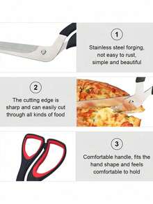 1pc Stainless Steel Pizza Cutter, Comfortable Handle, Multi-Function Kitchen Scissors - Multicolor - View 6