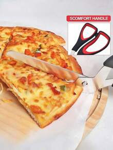 1pc Stainless Steel Pizza Cutter, Comfortable Handle, Multi-Function Kitchen Scissors - Multicolor - View 4
