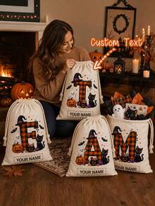 Halloween Candy Bags Are The Perfect Gift For Halloween Activities. Personalized "Trick Or Treat" Bags Are Excellent Halloween Party Gifts. - Multicolor - View 2
