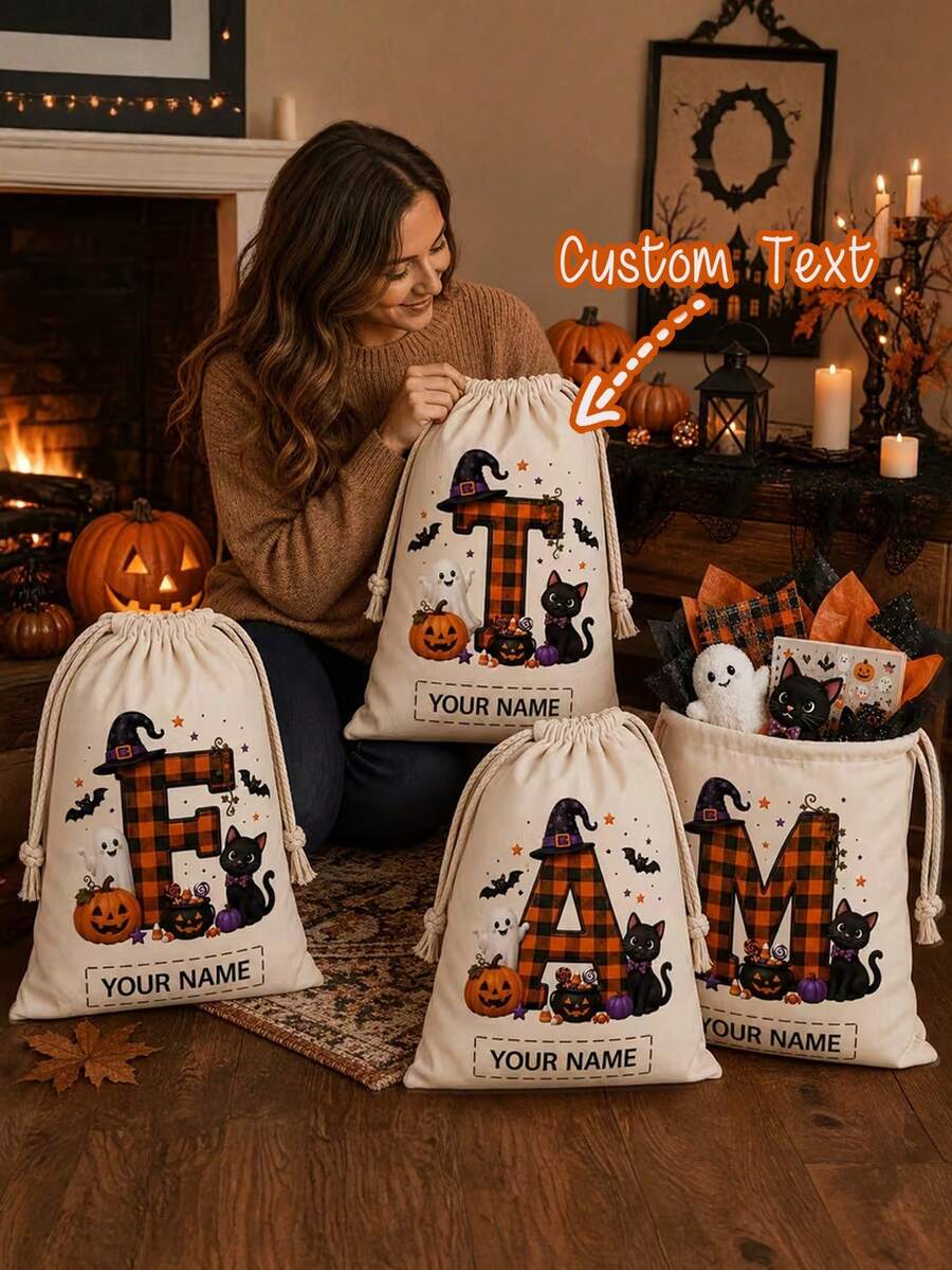 Halloween Candy Bags Are The Perfect Gift For Halloween Activities. Personalized "Trick Or Treat" Bags Are Excellent Halloween Party Gifts.