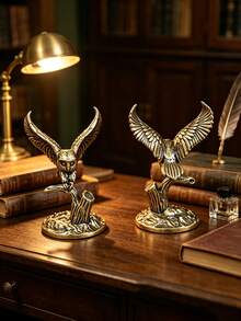 1 Peça Escultura de Coruja em Toco de Árvore de Latão Vintage, Decoração de Mesa Criativa, Decoração para Quarto, Sala de Estar, Escritório e Casa, Presente Premium de Feriado para Amantes de Animais e Decoração Doméstica, Presente Ideal para Aniversário, Formatura, Halloween, Ação de Graças e Natal - Vários estilos - Visão 2