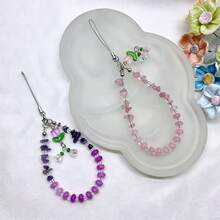 Crystal Crushed Stone Beaded Wind Chime Flower Pendant Phone Lanyard, Purple Pink Crystal Anti-Lost Phone Chain Charm, CCD Camera Wrist Strap, Fashion Versatile Universal Phone Lanyard, Suitable For Earphone Case Lanyard, Car Keychain Charm, Water Bottle Lanyard, Bag Charm - Multicolor - View 7