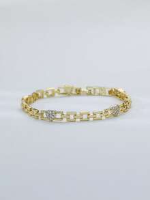 1pc Gold-Plated Watch Band Style Chain Bracelet, Delicate Rectangular Link Design For Women And Teen Girls, Suitable For Casual/Date Wear, Perfect Gift - Watch Strap Bracelet - View 13