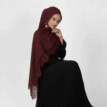 Romantic Lace Patchwork Modal Muslim Hijab, Elegant Muslim Hijab With Lace Arabic Abaya Hijab - Multicolor - View 4