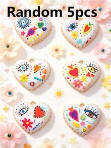 5/10/15/20/30/50pcs Random Multicolor Gothic/Punk Metal Love & Devil's Eye Pendant, Suitable For DIY Necklace, Bracelet, Earring, Keychain, Phone Chain, Couples's Gift, Jewelry Making - Multicolor - View 26