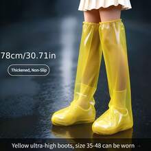 2 Pairs Extra Long Over-The-Knee Waterproof Shoe Covers, Portable Foldable Rain Shoe Covers, Suitable For Rainy Weather, Walking, Cycling, Travel, Camping, Hiking, Outdoor Emergency Rain Protection - Multicolor - View 2