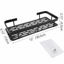 2 Packs Wall Mount Storage Rack, Punch-Free Black Metal Organizer Shelf, Drainage Basket For Bathroom & Kitchen Tidying - Multicolor - View 5