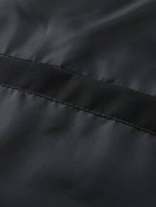 Stand Collar Smooth Curved Line Decor Zipper Cardigan Jacket, Spring/Autumn Outdoor Travel Jacket, Minimalist Sporty Style - Black - View 3