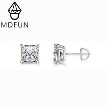 White - Square Threaded Stud Earrings
