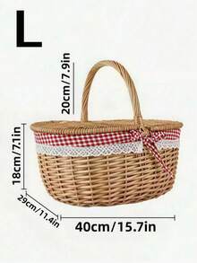 1 Pc Natural Wicker Picnic Basket - With Double Lids And Removable Linen Lining - Double Openings Design, Suitable For Camping, BBQ, Shopping, Home Storage, Home Decor, Fruit/Vegetable Storage - Decorative Edging Trim, Picnic Accessories - Multicolor - View 13
