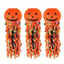 1/2 Pack 3 Pumpkin Paper Lanterns, Halloween Party Decoration, Orange ...