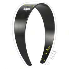 3.8CM Flat Black Plastic Headband Blank, Minimalist Semi-Finished Plain Base - Black - View 1