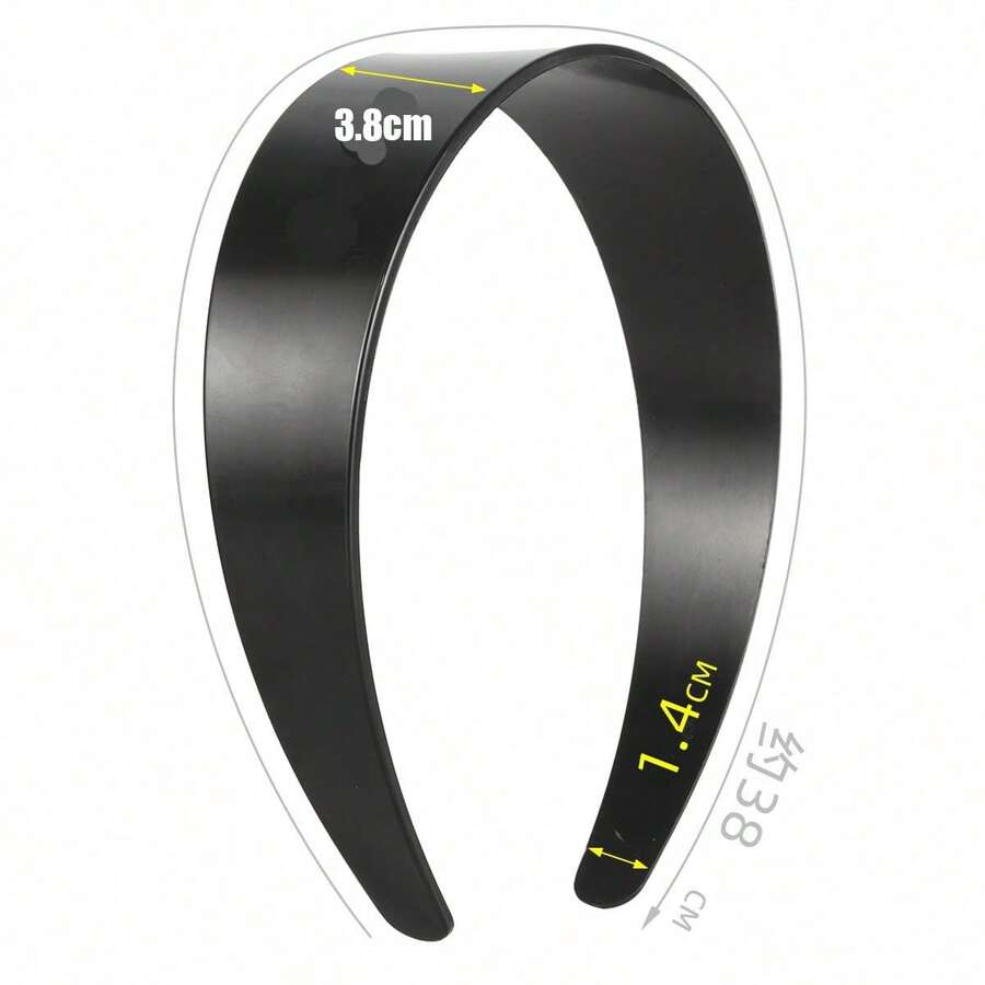 3.8CM Flat Black Plastic Headband Blank, Minimalist Semi-Finished Plain Base - Black - View 1