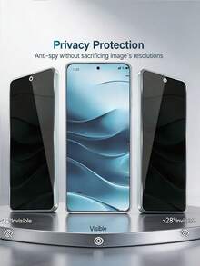 3Pcs Anti Peeping Hydrogel Film Explosion-Proof Scratch Resistant Privacy Phone Screen Protector Compatible With Xiaomi/ Note 15/ Reno/Honor Magic 8 Pro Lite/Compatible With Tecno Various Curved Surface Models With Smooth Touch Automatic Adsorption Friendly Shell Anti Spy Does Not Support Fingerprint Recognition - Black - View 4