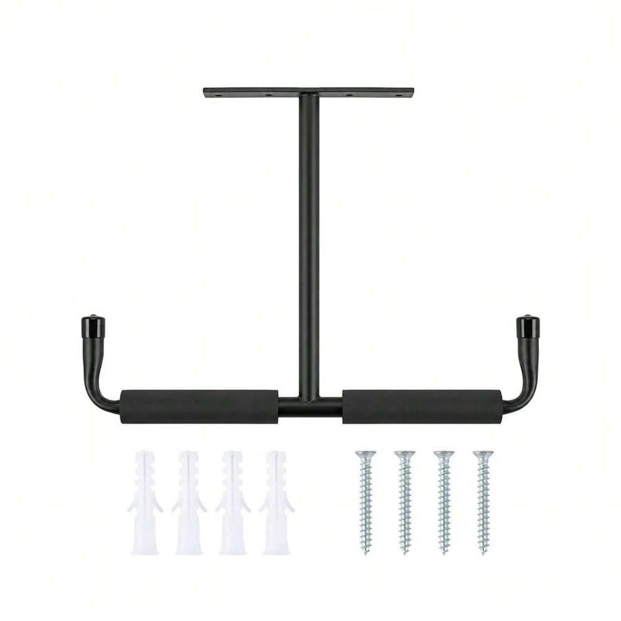 Black/Silver 1/2/4pcs Heavy-Duty Ceiling Storage Rack For Garage, Holds Hoses & Folding Chairs - Black - View 1