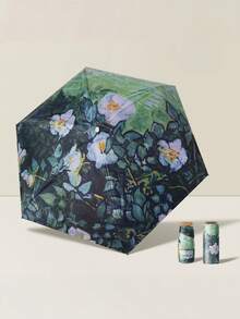 1pc Mini Travel Sun Umbrella, Printed Folding Umbrella, Outdoor Portable Sun Umbrella, UV Protection Sun Umbrella, With Storage Bag, Sun Protection Umbrella, Sun Protection Product, 6 Ribs + Thickened Black Glue Sun Protection Coating, Travel Essential, Perfect For Outdoor, Travel, Summer Sun Protection, Windproof And Waterproof - Multicolor - View 16