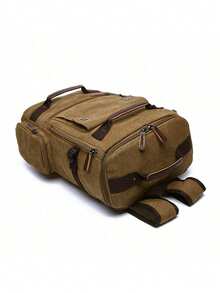 [Ransel Kanvas Multifungsi] Ransel Kanvas Tahan Lama - Gaya Vintage Multifungsi, Cocok Untuk Mendaki dan Perjalanan Sehari-hari - Kompartemen Laptop, Tali Bahu yang Dapat Diatur, Penutup Resleting, Lapisan Poliester, Tas Sekolah yang Mudah Dibersihkan - MultiWarna - View 9