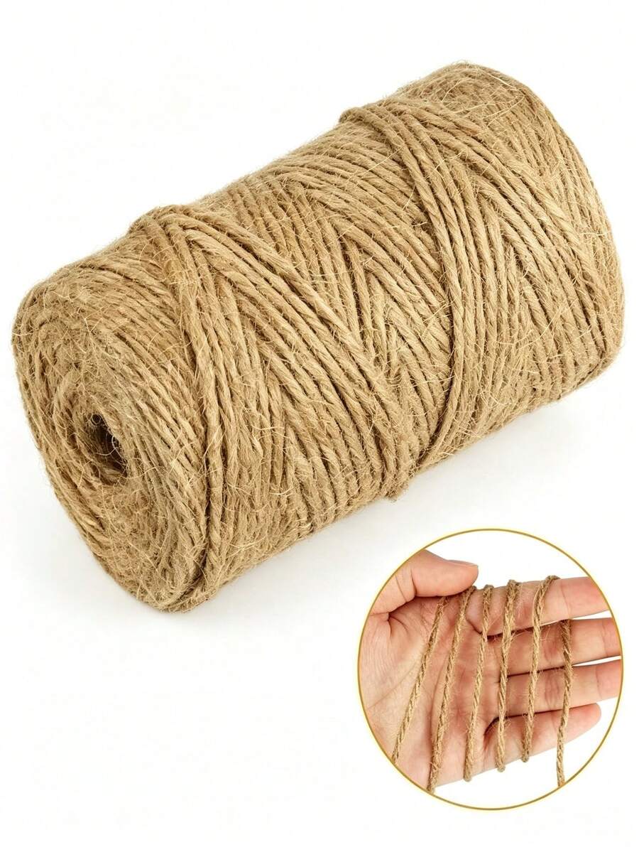 1 Roll 100m Thick Natural Jute Rope, - DIY Craft Packaging Rope, Suitable For Plant Support, Weaving, Gardening And Handicraft Use, Garden Binding Knot, Compatible With Valentine's Day Gift Packaging Ribbon, Used For Vintage Packaging, Labels, Photos, Gifts, Labels, Gardening, Gift Packaging Purposes, Handmade Jewelry Decoration Vintage Braided Rope, Hanging Labels, Binding Rope, Wedding Decoration, Festival Activities - A - View 1