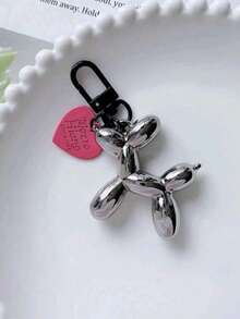 1pc Heart Balloon Dog Keychain, Car Accessory Key Ring, Bag/Backpack/Wallet Pendant Key Chain, Valentine's Day/Halloween Gift - Multicolor - View 3