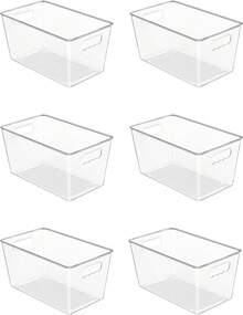 Vtopmart 6 Pack Clear Storage Bins, Pantry Cabinet Organizer Bins With Handle For Pantry Organizer And Storage, Plastic Bins For Fridge, Cabinet - ColorB - View 1
