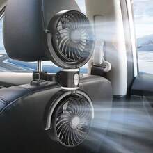 Kipas Mobil Bertenaga USB, Kipas Kursi Belakang Kepala Ganda, Kontrol 3 Kecepatan Independen, Motor Tanpa Sikat yang Senyap, Rotasi 360°, 5V 2A, Sirkulasi Udara untuk Kendaraan, Van, Truk, SUV, RV (Colokan USB) - Kipas kepala ganda - View 11