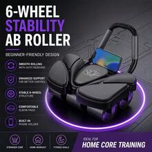 2026 New 6-Wheel Ab Roller With Elbow Support, Automatic Rebound Abdominal Wheel For Core Training, Built-In Phone Holder, Non-Slip Knee Pad, Unisex Home Fitness Abdominal Exercise Equipment - Multicolor - View 3