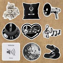 50 Buah Stiker Vinyl Elemen Musik Hitam Putih Tahan Air untuk Skateboard, Tumbler, Headphone, dan Dekorasi Estetik - 50 buah - View 6