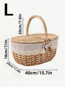 1 Pc Natural Wicker Picnic Basket - With Double Lids And Removable Linen Lining - Double Openings Design, Suitable For Camping, BBQ, Shopping, Home Storage, Home Decor, Fruit/Vegetable Storage - Decorative Edging Trim, Picnic Accessories - Multicolor - View 16