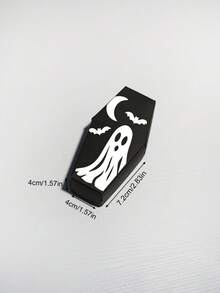 10pcs Halloween Coffin Gift Boxes, Mini Black Favor Boxes With Ghost, Bat & Moon Print, Easy To Assemble Paper Gift Boxes For Halloween Party Favors, Small Gifts, Jewelry, Mini Toys, Table Decorations, Trick Or Treat Events - 7.2 X 4 X 4 cm - View 7