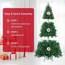 Christmas Tree PVC Large Christmas Tree, Home Party Scene Christmas Decoration, Dropshipping, Metal Sturdy Tripod, Large Christmas Decorative Tree - Green - View 5