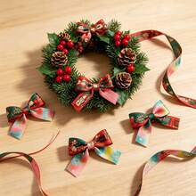 5 Yards Christmas Print Ribbon Set, Includes 4 Popular Christmas Patterns: Red Christmas Candy, Red Nutcracker, Green Christmas Tree, Pink Gingerbread Man Ribbon, Matte Polyester Base With Precise Edge Locking, Resistant To Fraying, Suitable For DIY Holiday Decorations, Christmas Tree Wreaths And Other Ribbon Decor Crafts - Multiple Specifications - View 6